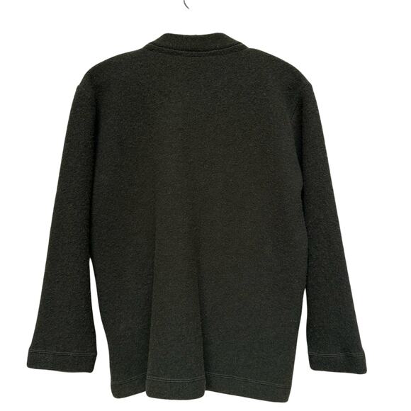 Irish Made 100% Wool Fisherman Out of Ireland Front Zip Sweater Dark Green - Picture 3 of 7